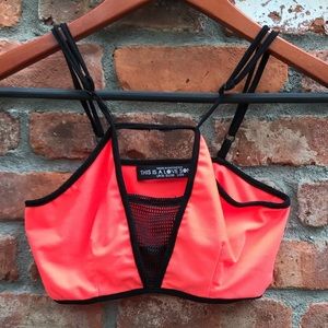 Neon pink/ orange summer bra party top